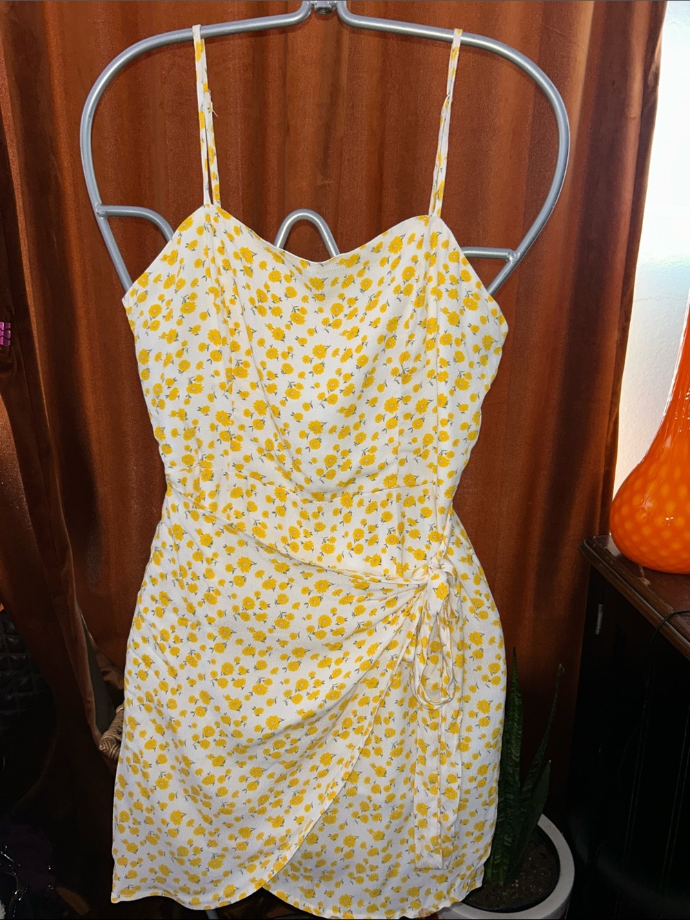 Forever 21 White Mini Dress with Yellow Floral Print